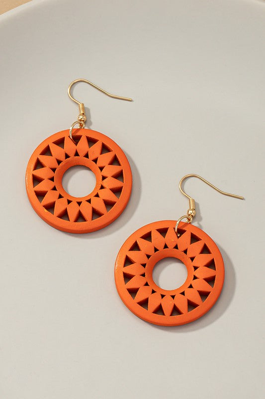 Mandala Cutout Wood Earrings