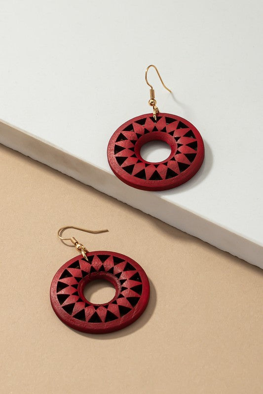 Mandala Cutout Wood Earrings