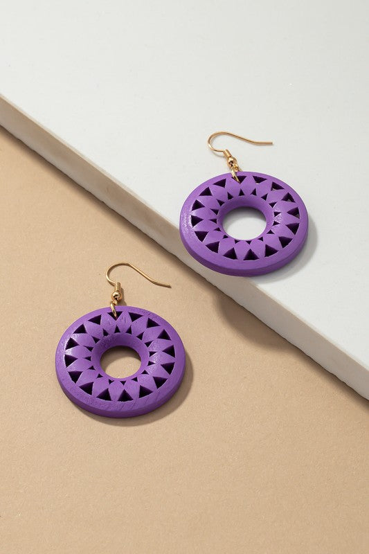 Mandala Cutout Wood Earrings