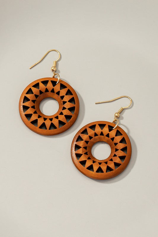 Mandala Cutout Wood Earrings