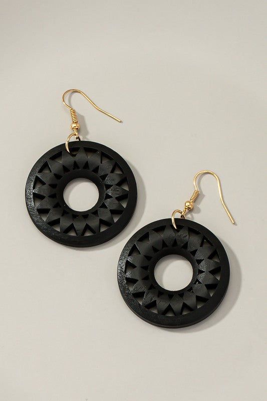 Mandala Cutout Wood Earrings