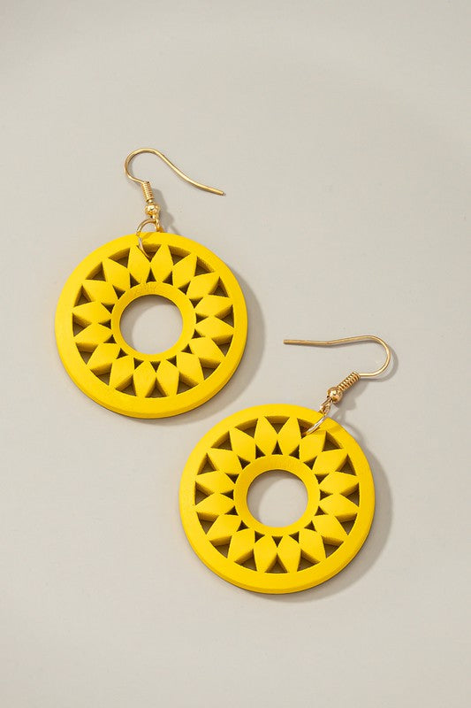 Mandala Cutout Wood Earrings