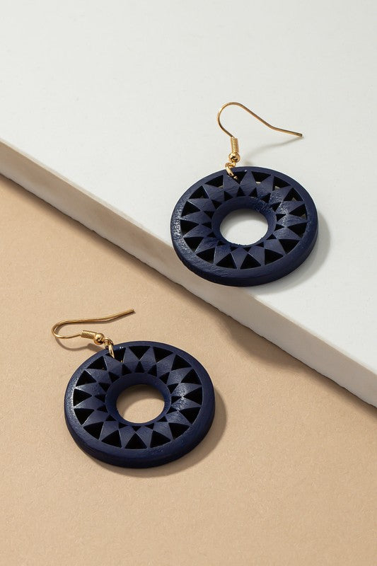 Mandala Cutout Wood Earrings