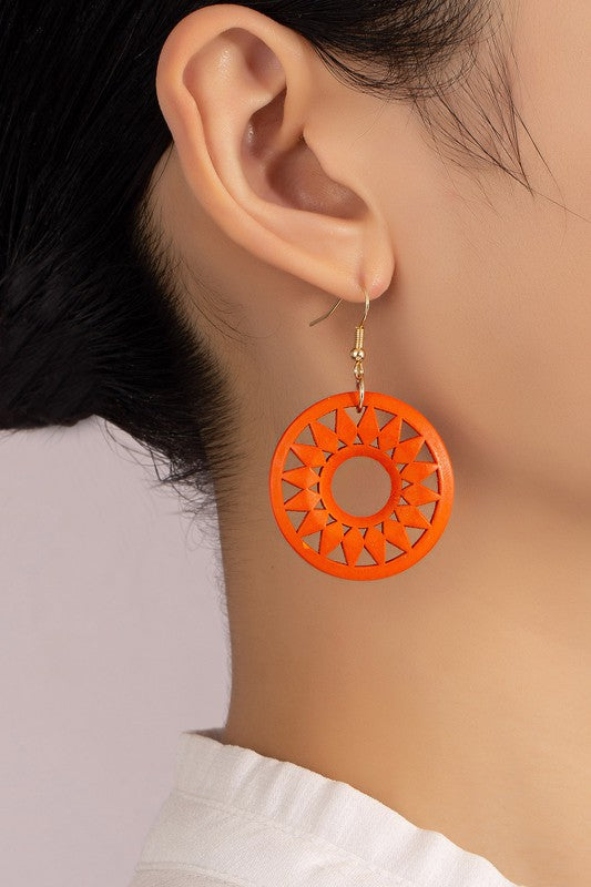 Mandala Cutout Wood Earrings