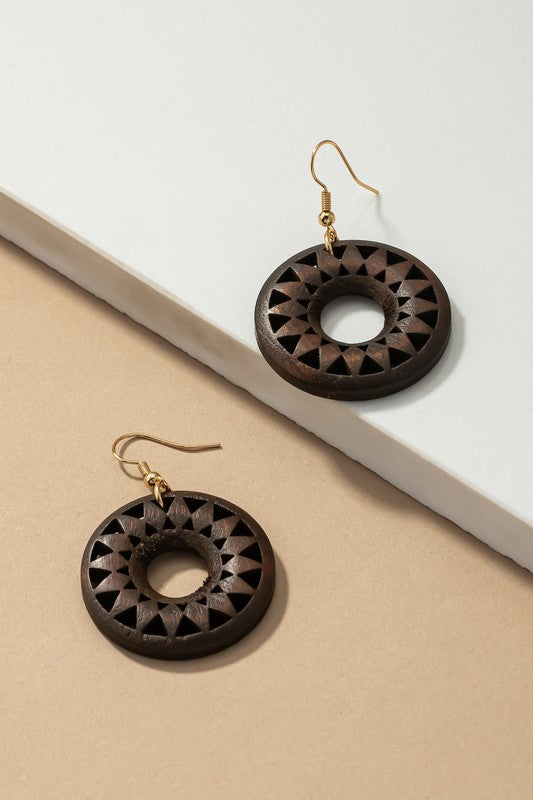 Mandala Cutout Wood Earrings